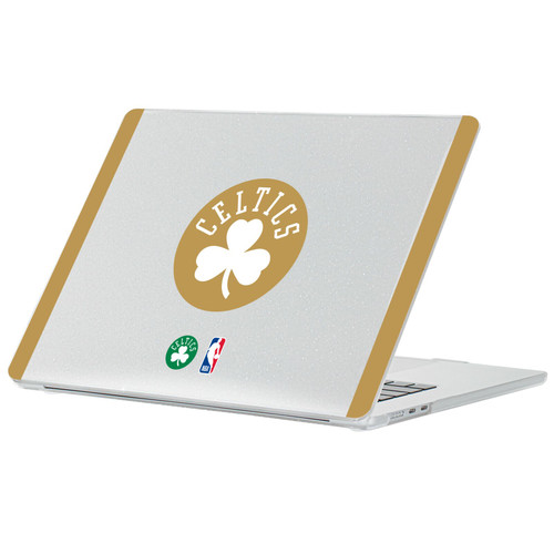 NBA Boston Celtics Logo White Gold Design Text Clear Glitter Hard Crystal Armour Laptop Case for Apple MacBook Air 13.6" A2681/A3113/A3240 2022/2024/2025