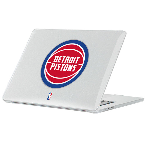 NBA Detroit Pistons Logo Blue Text Clear Glitter Hard Crystal Armour Laptop Case for Apple MacBook Air 13.6" A2681/A3113/A3240 2022/2024/2025