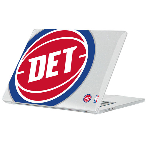 NBA Detroit Pistons Logo Oversized Text Clear Glitter Hard Crystal Armour Laptop Case for Apple MacBook Air 13.6" A2681/A3113/A3240/A3449 2022/2024/2025/2026