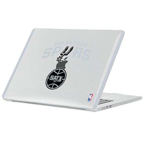 NBA San Antonio Spurs Logo Black Design Text Clear Glitter Hard Crystal Armour Laptop Case for Apple MacBook Air 13.6" A2681/A3113/A3240/A3449 2022/2024/2025/2026