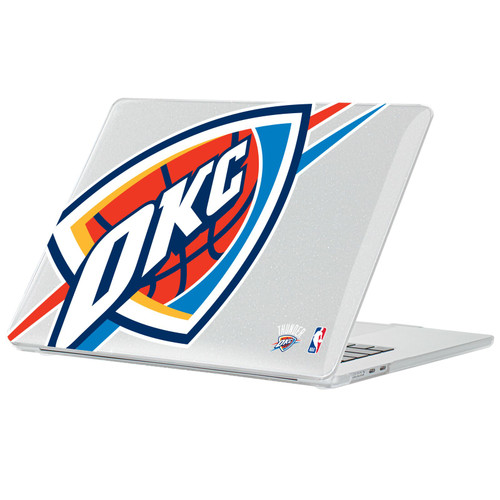 NBA Oklahoma City Thunder Logo Oversized Text Clear Glitter Hard Crystal Armour Laptop Case for Apple MacBook Air 13.6" A2681/A3113/A3240/A3449 2022/2024/2025/2026