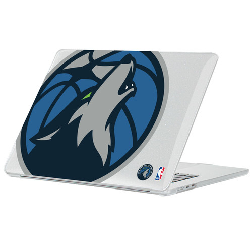NBA Minnesota Timberwolves Logo Oversized Text Clear Glitter Hard Crystal Armour Laptop Case for Apple MacBook Air 13.6" A2681/A3113/A3240 2022/2024/2025