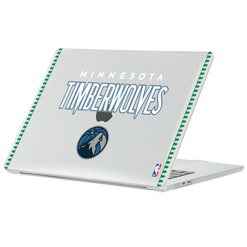 NBA Minnesota Timberwolves Logo Retro Design Text Clear Glitter Hard Crystal Armour Laptop Case for Apple MacBook Air 13.6" A2681/A3113/A3240 2022/2024/2025