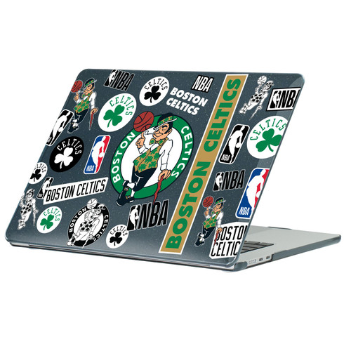 NBA Boston Celtics Sticker Collage Print Black Glitter Hard Crystal Armour Laptop Case for Apple MacBook Air 13.6" A2681/A3113/A3240/A3449 2022/2024/2025/2026