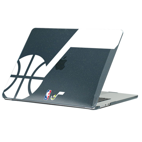NBA Utah Jazz Logo Oversized Text Black Glitter Hard Crystal Armour Laptop Case for Apple MacBook Air 13.6" A2681/A3113/A3240/A3449 2022/2024/2025/2026