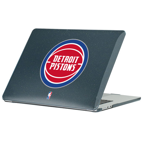 NBA Detroit Pistons Logo Blue Text Black Glitter Hard Crystal Armour Laptop Case for Apple MacBook Air 13.6" A2681/A3113/A3240 2022/2024/2025