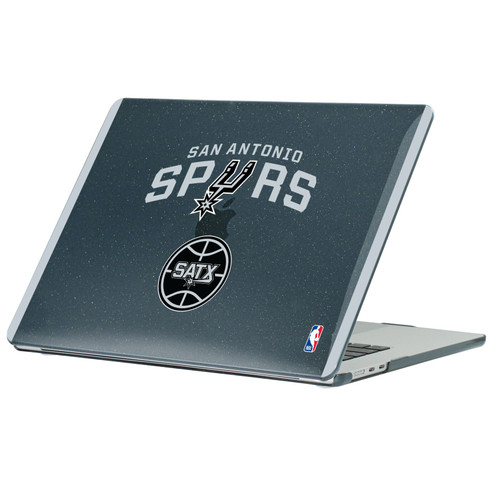NBA San Antonio Spurs Logo Black Design Text Black Glitter Hard Crystal Armour Laptop Case for Apple MacBook Air 13.6" A2681/A3113/A3240/A3449 2022/2024/2025/2026