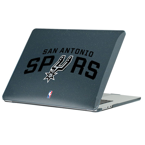 NBA San Antonio Spurs Logo Black Text Black Glitter Hard Crystal Armour Laptop Case for Apple MacBook Air 13.6" A2681/A3113/A3240/A3449 2022/2024/2025/2026