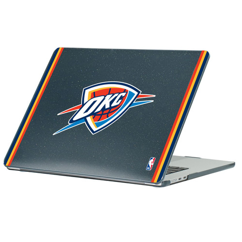 NBA Oklahoma City Thunder Logo Blue Design Text Black Glitter Hard Crystal Armour Laptop Case for Apple MacBook Air 13.6" A2681/A3113/A3240/A3449 2022/2024/2025/2026