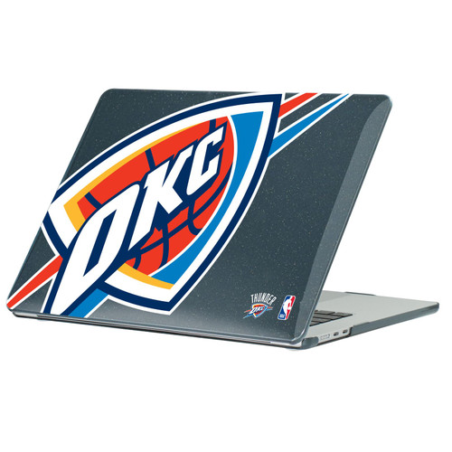 NBA Oklahoma City Thunder Logo Oversized Text Black Glitter Hard Crystal Armour Laptop Case for Apple MacBook Air 13.6" A2681/A3113/A3240 2022/2024/2025