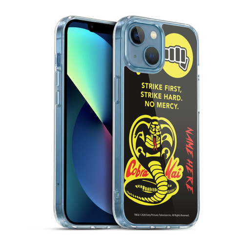 Custom Customised Personalised Cobra Kai Art Name In Strike Logo Soft Gel Case for Apple iPhone 13 Mini & MagSafe