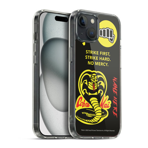 Custom Customised Personalised Cobra Kai Art Name In Strike Logo Soft Gel Case for Apple iPhone 15 Plus & MagSafe