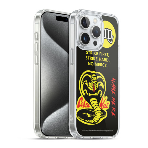 Custom Customised Personalised Cobra Kai Art Name In Strike Logo Soft Gel Case for Apple iPhone 15 Pro & MagSafe