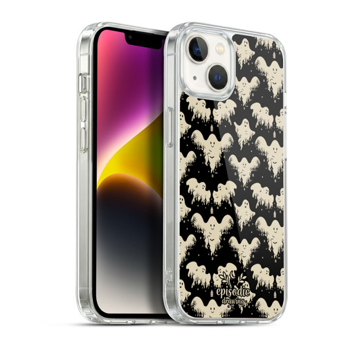 Episodic Drawing Spooky Patterns Halloween Ghost Soft Gel Case for Apple iPhone 14 Plus & MagSafe