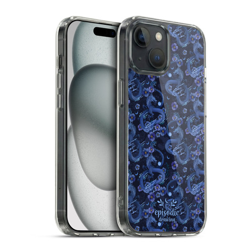 Episodic Drawing Spooky Patterns Floral Dragon Soft Gel Case for Apple iPhone 15 & MagSafe