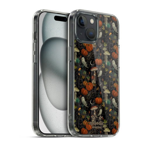 Episodic Drawing Spooky Patterns Whimsy Halloween Pumpkin Soft Gel Case for Apple iPhone 15 & MagSafe