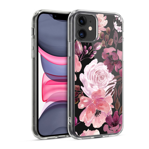 Anis Illustration Graphics Floral Chaos Dark Pink Soft Gel Case for Apple iPhone 11