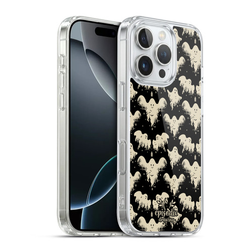Episodic Drawing Spooky Patterns Halloween Ghost Soft Gel Case for Apple iPhone 16 Pro & MagSafe