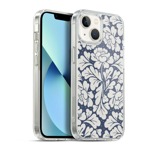 Anis Illustration Graphics Baroque Blue Soft Gel Case for Apple iPhone 13