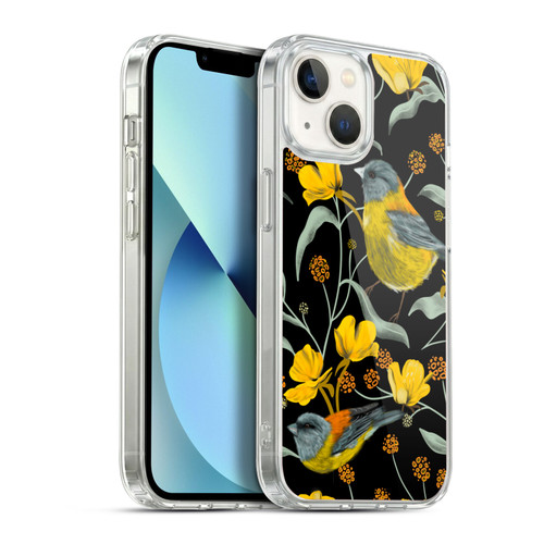 Anis Illustration Graphics Yellow Birds Soft Gel Case for Apple iPhone 13