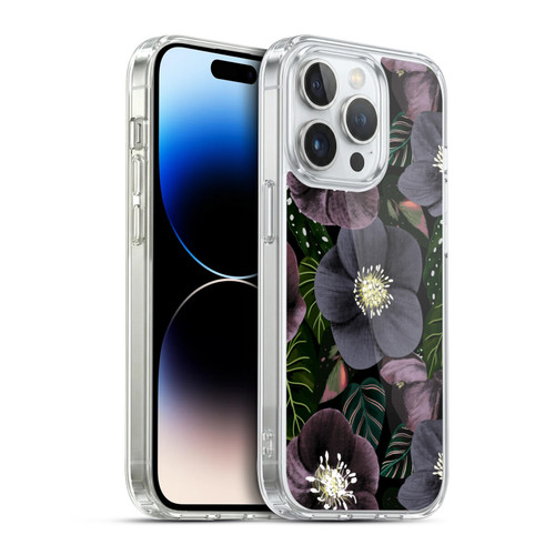 Anis Illustration Graphics Dark Flowers Soft Gel Case for Apple iPhone 14 Pro & MagSafe