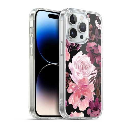 Anis Illustration Graphics Floral Chaos Dark Pink Soft Gel Case for Apple iPhone 14 Pro & MagSafe