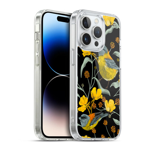 Anis Illustration Graphics Yellow Birds Soft Gel Case for Apple iPhone 14 Pro & MagSafe