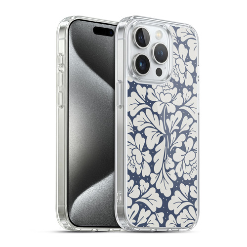 Anis Illustration Graphics Baroque Blue Soft Gel Case for Apple iPhone 15 Pro & MagSafe