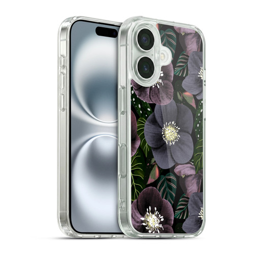Anis Illustration Graphics Dark Flowers Soft Gel Case for Apple iPhone 16 & MagSafe