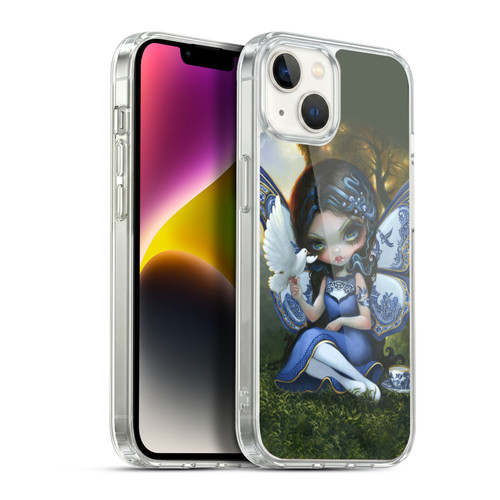 Strangeling Fairy Art Blue Willow Wings Soft Gel Case for Apple iPhone 14 Plus & MagSafe