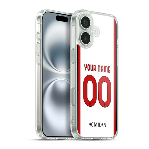Custom Customised Personalised AC Milan 2022/23 Kit Away Soft Gel Case for Apple iPhone 16 Plus & MagSafe