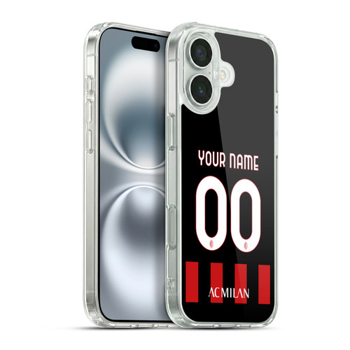 Custom Customised Personalised AC Milan 2022/23 Kit Home Soft Gel Case for Apple iPhone 16 Plus & MagSafe