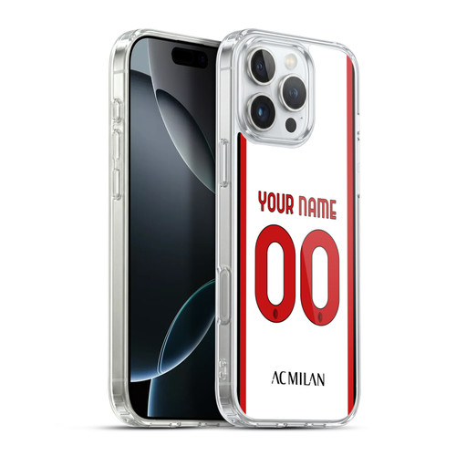 Custom Customised Personalised AC Milan 2022/23 Kit Away Soft Gel Case for Apple iPhone 16 Pro Max & MagSafe