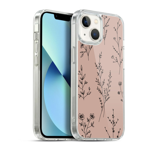 Anis Illustration Wildflowers Blush Pink Soft Gel Case for Apple iPhone 13
