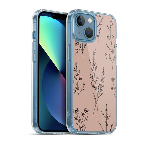 Anis Illustration Wildflowers Blush Pink Soft Gel Case for Apple iPhone 13 Mini & MagSafe