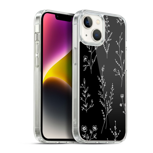 Anis Illustration Wildflowers Black Soft Gel Case for Apple iPhone 14