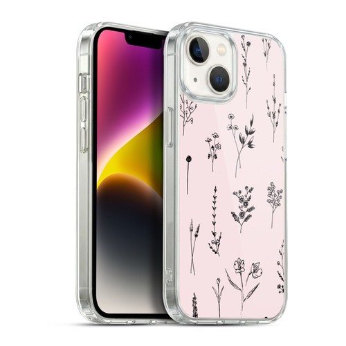 Anis Illustration Wildflowers Light Pink Soft Gel Case for Apple iPhone 14