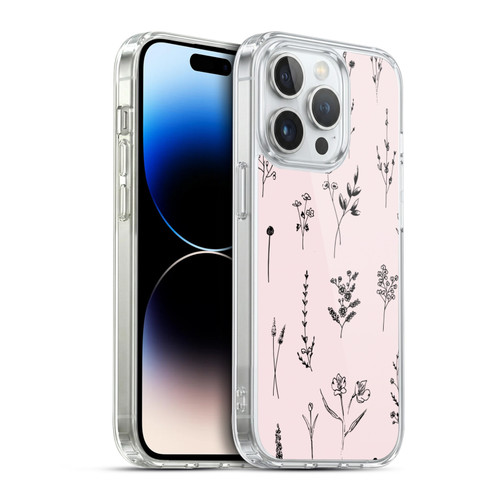 Anis Illustration Wildflowers Light Pink Soft Gel Case for Apple iPhone 14 Pro & MagSafe