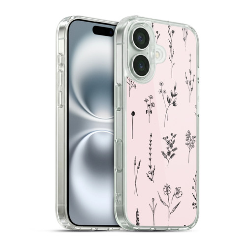 Anis Illustration Wildflowers Light Pink Soft Gel Case for Apple iPhone 16 & MagSafe