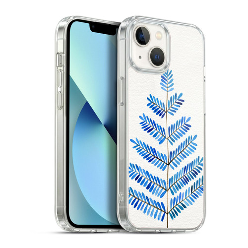 Cat Coquillette Nature Leaflets Blue Soft Gel Case for Apple iPhone 13