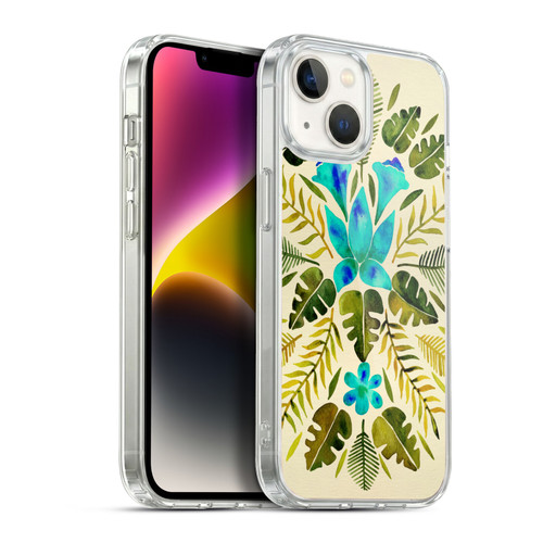 Cat Coquillette Nature Green Blue Tropical Symmetry Soft Gel Case for Apple iPhone 14