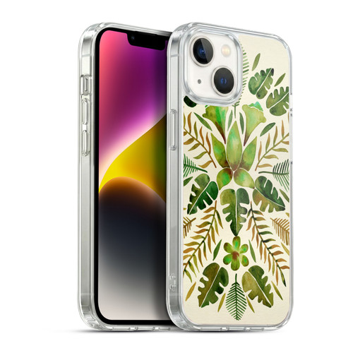 Cat Coquillette Nature Green Tropical Symmetry Soft Gel Case for Apple iPhone 14