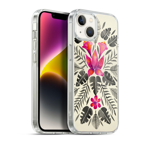 Cat Coquillette Nature Grey Pink Tropical Symmetry Soft Gel Case for Apple iPhone 14 Plus & MagSafe