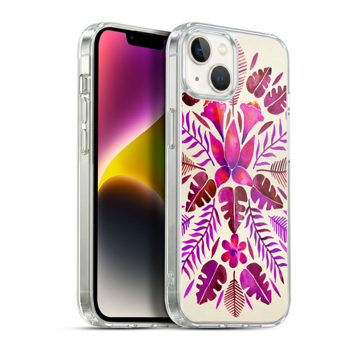 Cat Coquillette Nature Magenta Tropical Symmetry Soft Gel Case for Apple iPhone 14 Plus & MagSafe