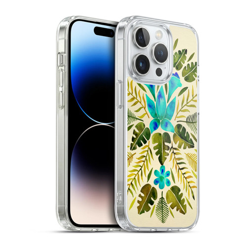 Cat Coquillette Nature Green Blue Tropical Symmetry Soft Gel Case for Apple iPhone 14 Pro & MagSafe