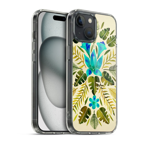 Cat Coquillette Nature Green Blue Tropical Symmetry Soft Gel Case for Apple iPhone 15 & MagSafe