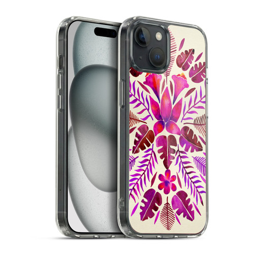 Cat Coquillette Nature Magenta Tropical Symmetry Soft Gel Case for Apple iPhone 15 Plus & MagSafe