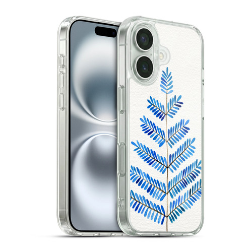Cat Coquillette Nature Leaflets Blue Soft Gel Case for Apple iPhone 16 & MagSafe