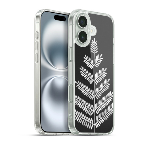 Cat Coquillette Nature Leaflets Black Soft Gel Case for Apple iPhone 16 Plus & MagSafe
