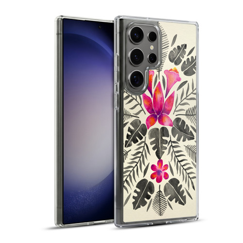 Cat Coquillette Nature Grey Pink Tropical Symmetry Soft Gel Case for Samsung Galaxy S23 Ultra 5G & MagSafe